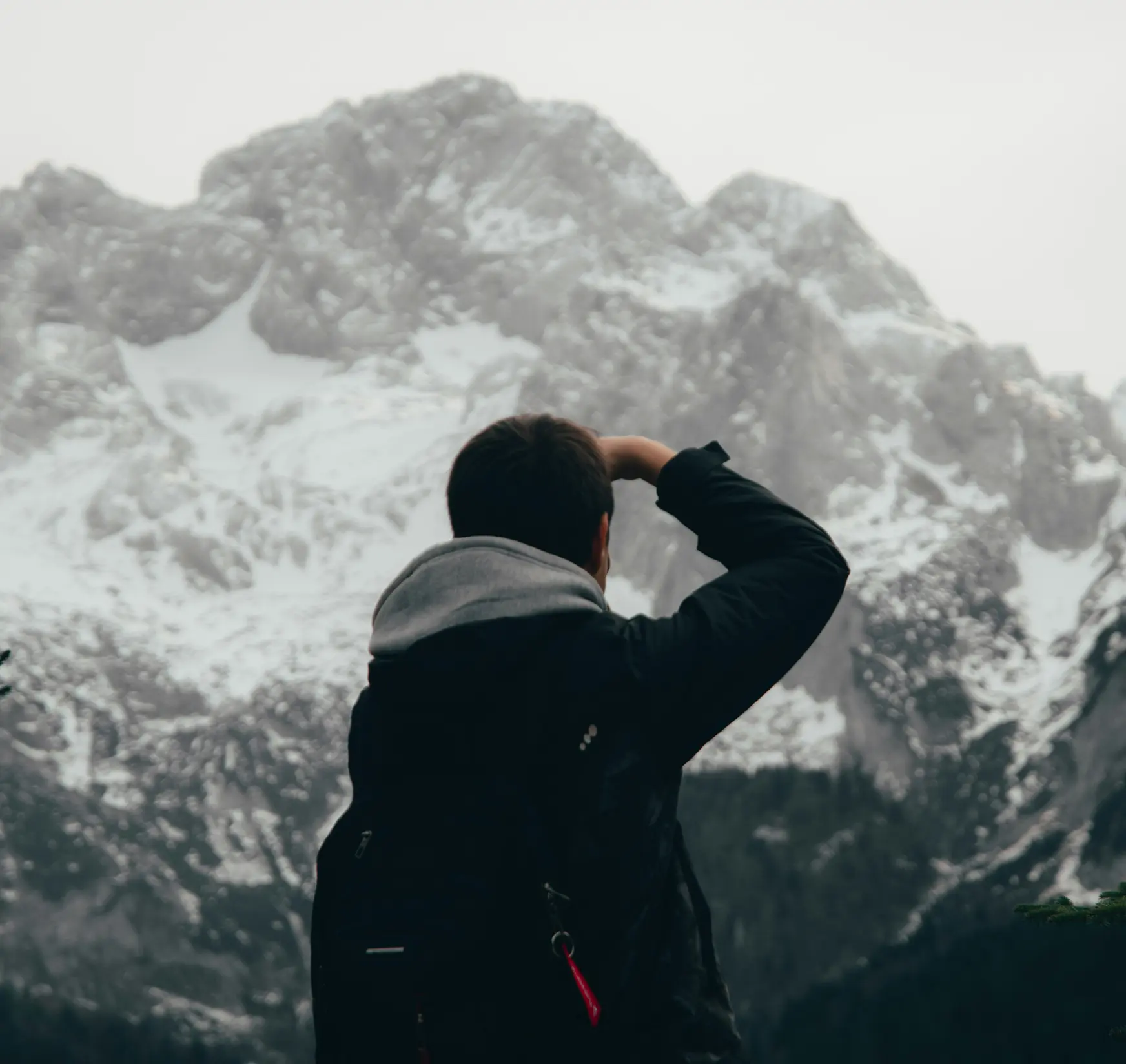 person looking at mountains